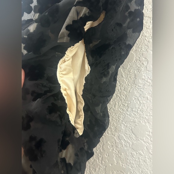 Midi Storia Burnt Velvet Floral Cocktail Short Boho Mesh Black Floral Dress - Picture 6 of 7